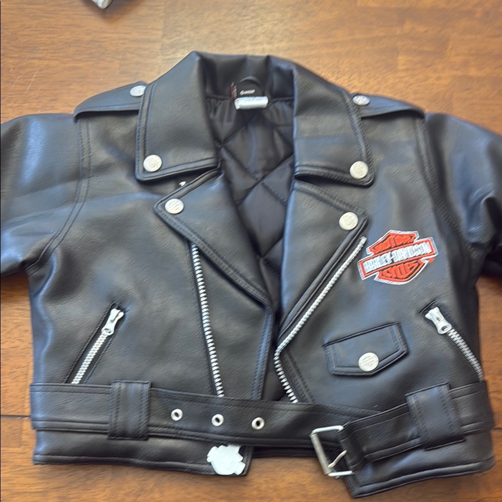 Harley-Davidson Black Leather Motorcycle Jacket with Chrome Hardware